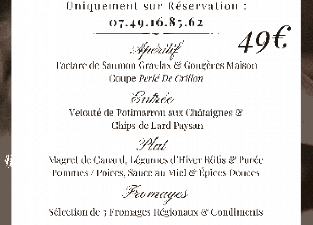 Menu de la Saint Sylvestre à Traves